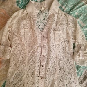 Lace, button up blouse